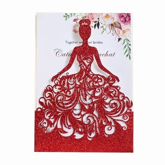 Elegant Sparkly Pink Invitation Set - 15 High-Quality Floral and Dress Designs for 15th Birthdays, Weddings, and Christenings