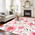 thumbnail image 1 of Elegant Spring Floral Area Rug 5x8 FT, Non Slip Bedroom Throw Carpet, Pink Flower Summer Botanical Washable Soft Floor Carpet Non-Shedding Rug for Living Room Nursery Dorm Office, 1 of 9