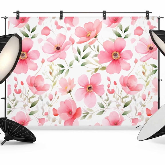 Elegant Spring Floral Backdrop for Photoshoot,Photography Photo Studio Background Wall Backdrop,Pink Flower Summer Botanical Back Drop Banner Panel for Portraits Wedding Party Live Streaming 7x5Ft