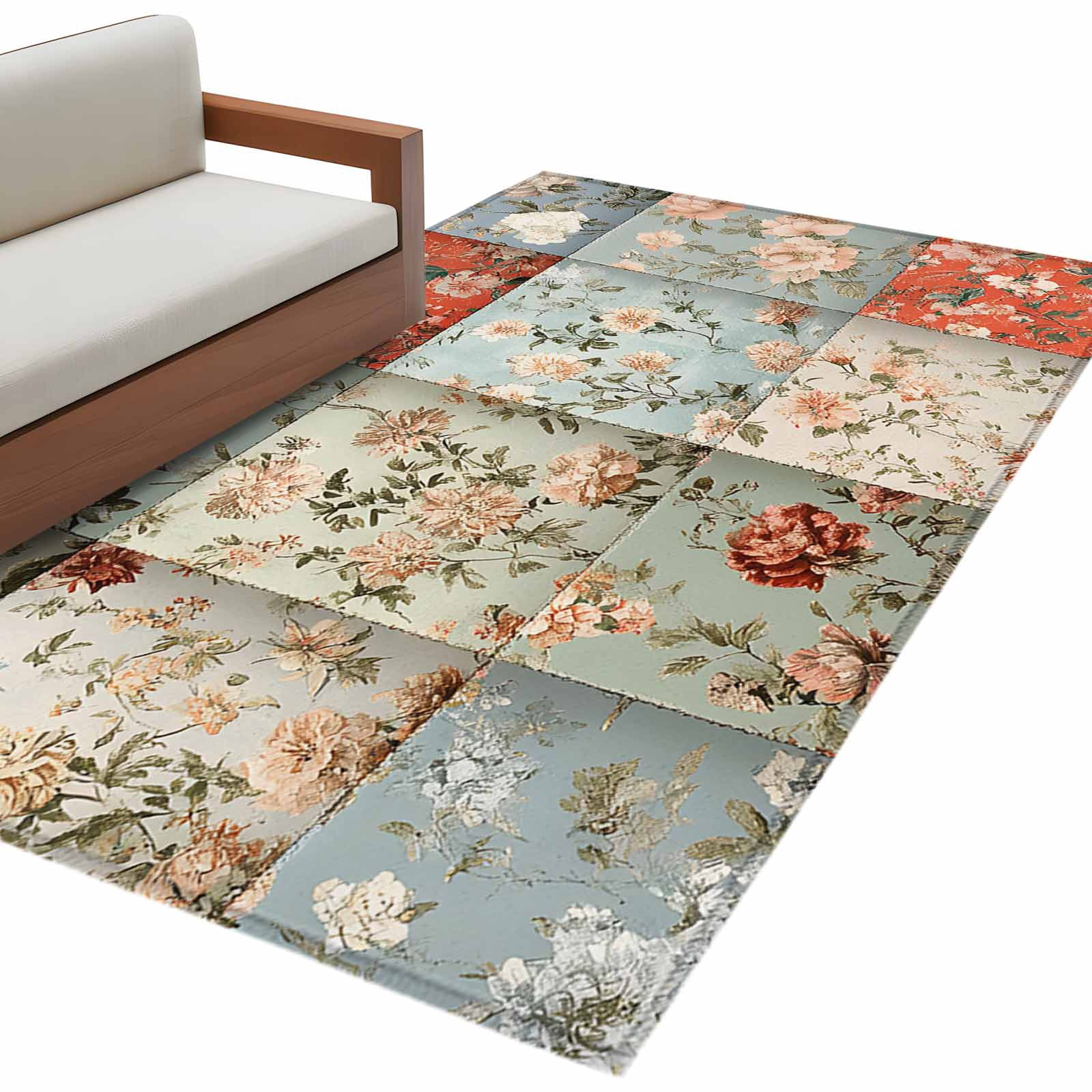 Elegant Spring Floral Large Area Rugs for Bedroom Living Room, Soft Non ...