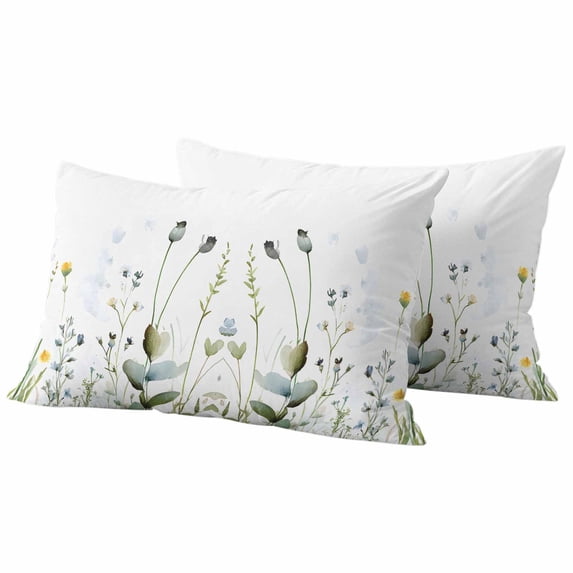 Elegant Spring Floral Outdoor Waterproof Pillow Covers, Pastoral Summer Botanical Decorative Rectangle Throw Pillowcase Sofa Cushion Sham for Patio/Couch/Chair, 20"x12" 2 Pack