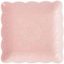 Elegant Square Embossed Lace Plate Bone China Dessert Plate Ceramic Plate for Breakfast Afternoon Tea (White, 6-inch)