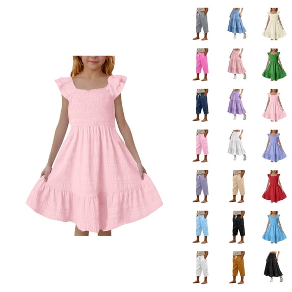 Elegant Square Neck Ruffle Back Sleeveless Dress For Girls Twirl Party Gown With Flowy Skirt