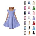 thumbnail image 1 of Elegant Square Neck Ruffle Back Sleeveless Dress For Girls Twirl Party Gown With Flowy Skirt, 1 of 7