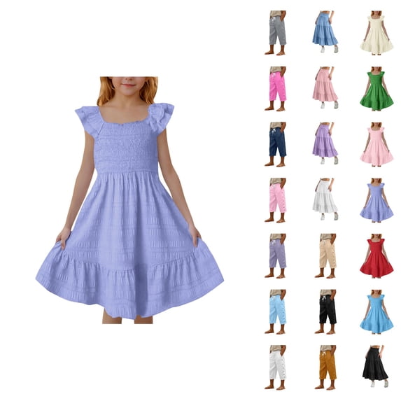 Elegant Square Neck Ruffle Back Sleeveless Dress For Girls Twirl Party Gown With Flowy Skirt