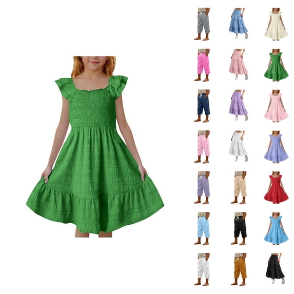 Elegant Square Neck Ruffle Back Sleeveless Dress For Girls Twirl Party Gown With Flowy Skirt