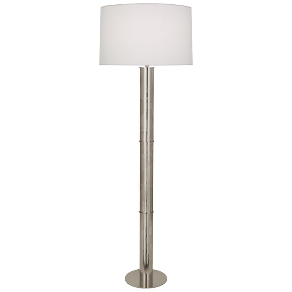 Elegant Srkashlteni Collection Floor Lamp - Polished Nickel Finish, Ascot White Shade, Medium E26 Socket, Dimmer Switch, 62.25 inch Tall | Modern Metal & Glass Lighting Fixture for Home Decoration