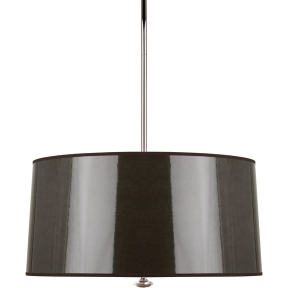 Elegant Srkashlteni Collection Polished Nickel Pendant Light Fixture - Taupe Ceramik Parchment Shade with Silver Mylar Lining - Modern Ceiling Lighting - 14.5 Height, 100W Max, UL Listed