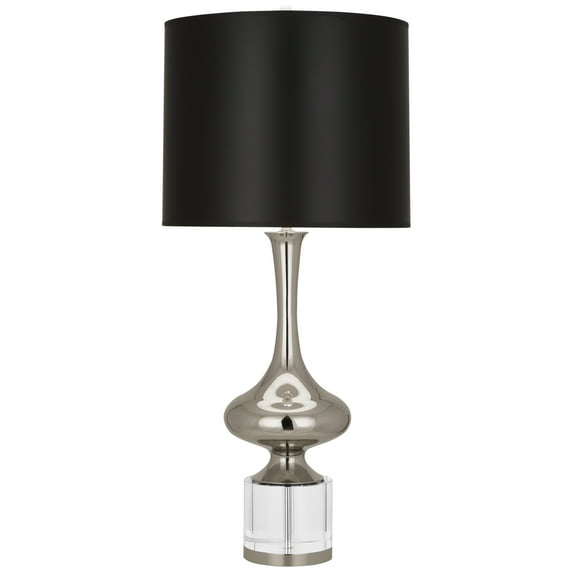 Elegant Srkashlteni Collection Table Lamp – Polished Nickel Finish with Crystal Base, Black Parchment Shade, and Dimmable Lighting – 33.5 Inch Tall Modern Home Décor
