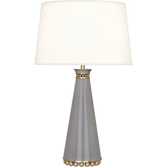 Elegant Srkashlteni Collection Table Lamp with Smoky Taupe Finish and Brass Accents - Modern Accent Lighting for Home Decor
