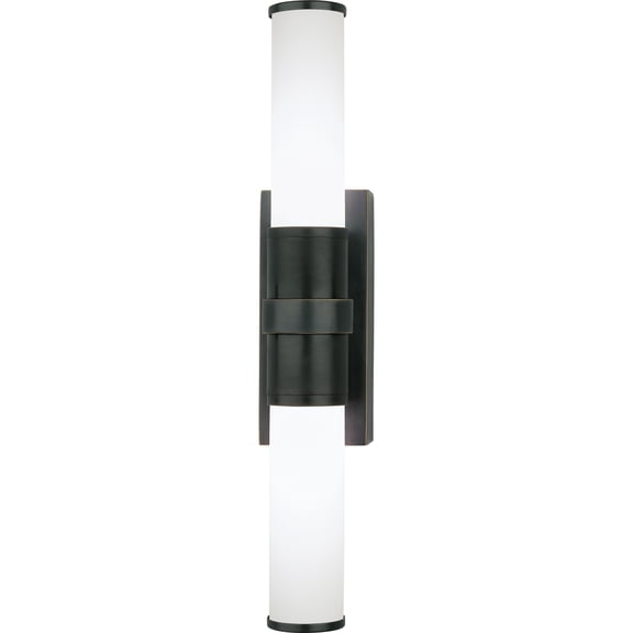 Elegant Srkashlteni Collection Wall Sconce - Deep Patina Bronze Finish with White Frosted Glass Shades - 2-Bulb Lighting Fixture for Indoor & Damp Locations