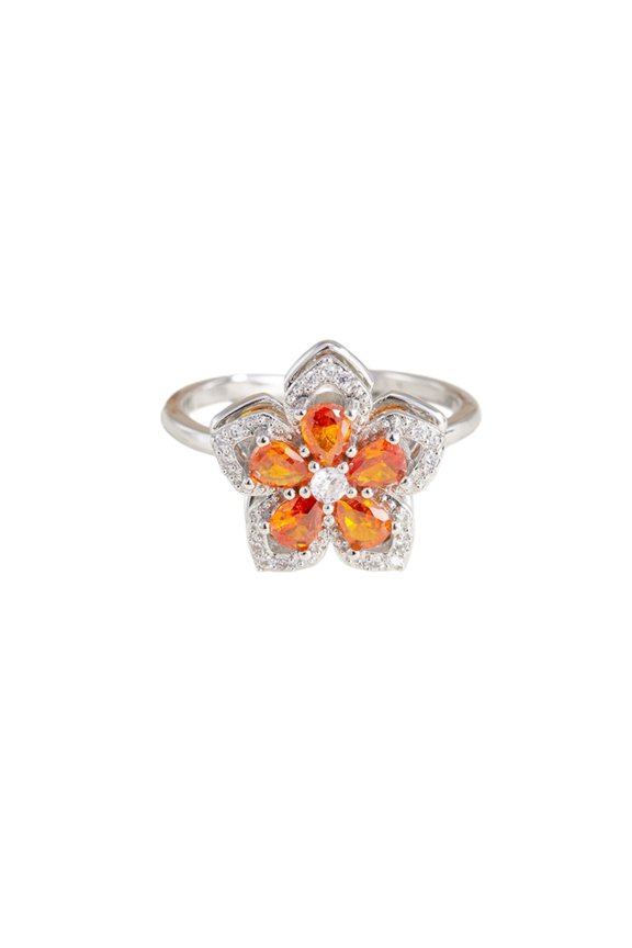 Elegant Stackable Minimalist Ring, Adjustable Geometric Band, Copper Zirconite Material, Orange Color, 1.9cm Width, Exquisite Rotating Design