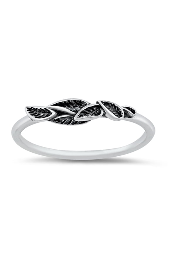 Elegant Stacked Leaf Nature Plant Ring .925 Sterling Silver Band Jewelry Female Male Unisex Size 8