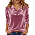 thumbnail image 1 of Elegant Stain Cowl Neck Tunic for Women 3/4 Sleeve Solid Blouses Dressy Casual Wear Ideal for Office Days Weekend Brunch and Date Nights, 1 of 7
