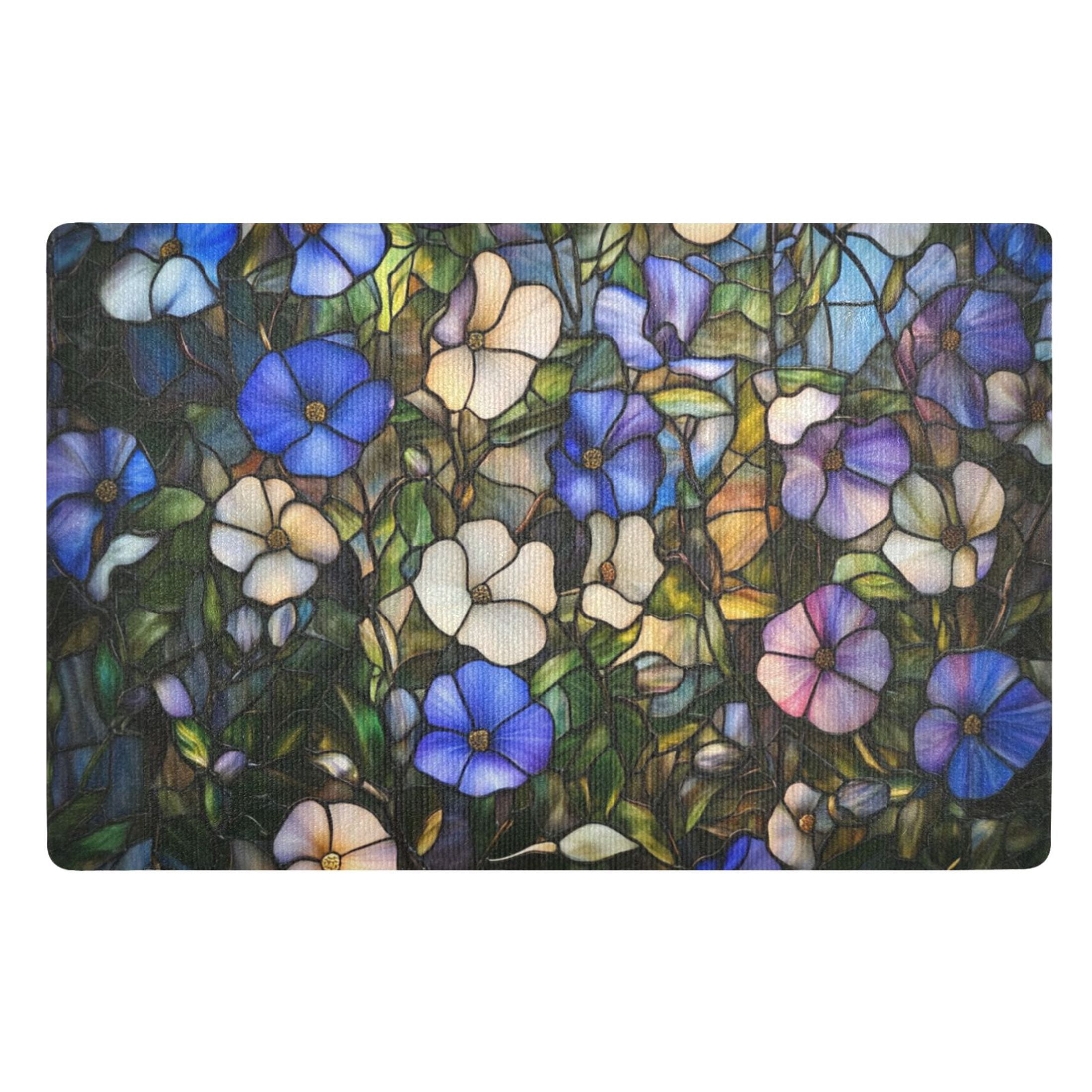 Stained Mat Elegant Stained Glass Flower Floor Door Mat Outdoor Indoor for Home ...