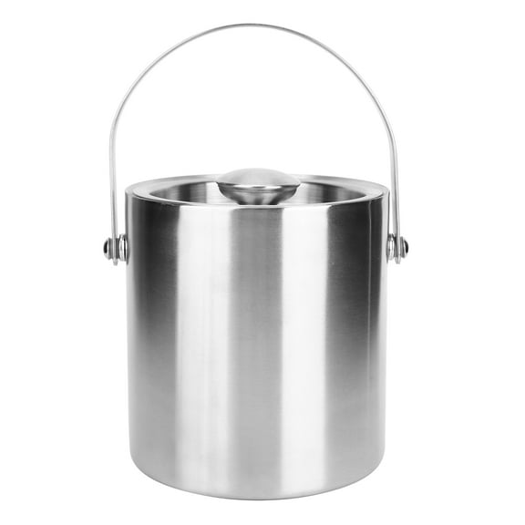 Elegant Stainless Steel Insulated Double Layer Barrel, Metal Ice Bucket With Handle And Lid For Versatile Usage, Suitable For Bar, Party And Outdoor Entertainment