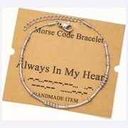 GENERIC Elegant Stainless Steel Morse Code Bracelet - Perfect Memorial Gift for Moms, Always in My Heart See You In Heaven Jewelry,Always In My Heart