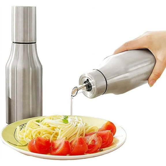 Elegant Stainless Steel Oil Bottle, Shatterproof Olive Oil Container with Antidrip Spout Design for Precise Pouring, Leakproof Vinegar Dispenser for Kitchen Restaurant Bar Cafe