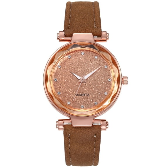 Elegant Starry Sky Frosted Belt Watch for Women with Unique Dial Design