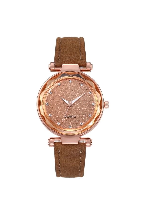 Elegant Starry Sky Frosted Dial Ladies Belt Wristwatch for Women