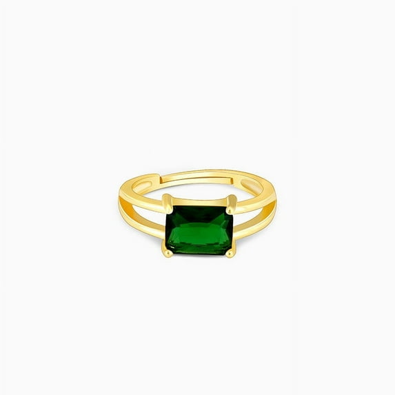 Elegant Sterling Silver and Emerald Gemstone Ring Gold Plated Wedding Ring, Cushion Shaped Emerald Ring May Birthstone Ring For Women