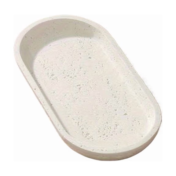 Elegant Stone-Like Resin Oval Bathroom Sink Tray Moisture-Proof Vanity Organizer for Countertops, Hotels & Spas
