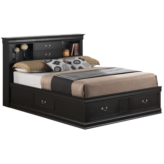 Elegant Storage Bed In Full - 44"h 61"w 84"d, Black, Organized Solution, Strong Construction Classic Spacious Room Storage, Made