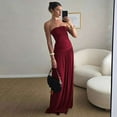 thumbnail image 1 of Elegant Strapless Maxi Dress (S, WineRed), 1 of 7