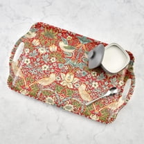 Elegant Strawberry Thief Red Melamine Tray with Handles - Serving & Decorative Table Display for Tea Parties