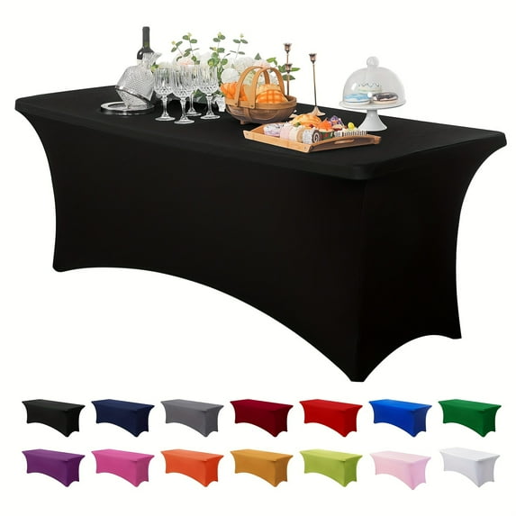 Elegant Stretch Tablecloth - Wrinkle-Resistant, Fitted Polyester-Spandex Blend, Ideal for Weddings, Banquets & Events, Easy Care