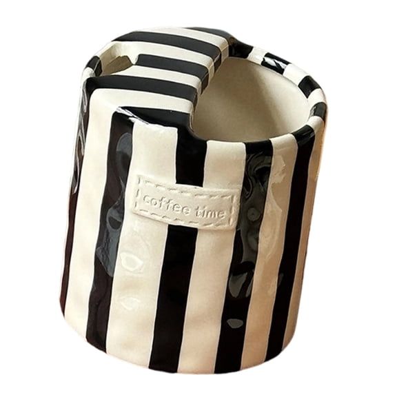 Elegant Striped Ceramic Cup Handheld Coffee Mug For Hot Beverages And Cold Drink