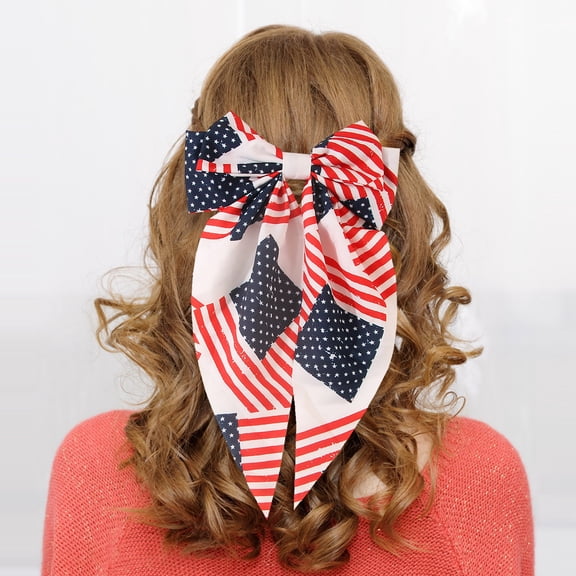 Elegant Striped Hair Barrettes with Large Bow Spring Clip for Women and Girls