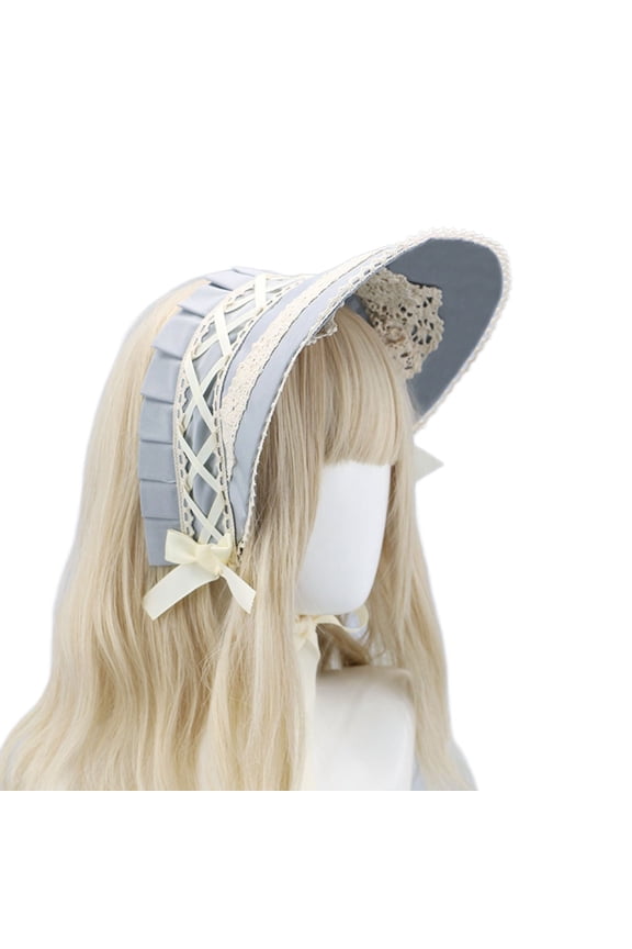 Elegant Style Sun Hat With Lace Trim And Bow Headwear For Wide Brim Floral Hair Sun Hats For Casual Home Leisure Seasonal Use Floral Design Blue