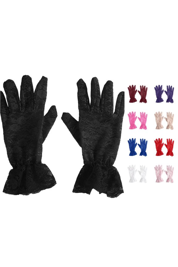 Elegant Summer Black Lace Trim for and Girls – Lightweight Sheer Mesh Sun Mittens with Delicate Floral Design Short Length Mittens Women Cold Weather Mitten Ski Mittens Men Mittens for Women