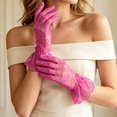 thumbnail image 1 of Elegant Summer Black Lace Women and Girls Lightweight Sheer Mesh Sun Mittens with Delicate Floral Design for Formal Events and Party Wear, Hot Pink, 1 of 4