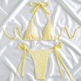 thumbnail image 1 of Elegant Summer Striped Tie Front Bikini For Beachwear And Lounging Tankini SwimwearWomen Bikini Set Textured Halter Triangle Tie Side Bikini Set with Lace (Yellow M), 1 of 6
