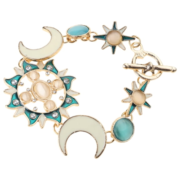 Elegant Sun Moon Star Shape Bracelet Featuring Natural Rhinestones Opal in Bohemian Style for Daily Wear Dates Parties