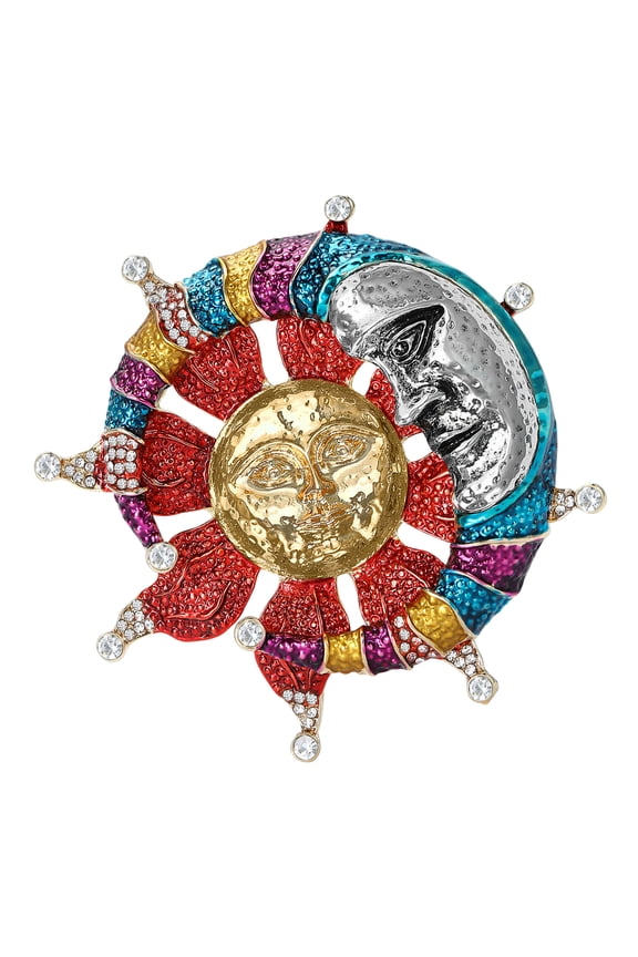 Elegant Sun Moons Brooch Artistic Folded Texture Jewelry Unisex Stainless Steel Pin For Formal Outfits