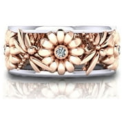 Elegant Sunflower Dragonfly Hollow Shiny Metal Finger Ring Women Jewelry Xmas Gift