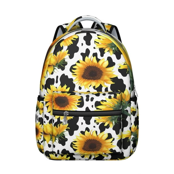 Elegant Sunflower and Floral Print Backpack for Teens - Large School Backpack with Laptop Compartment - Durable Bookbag with Comfortable Straps - Fashionable Flowers Pattern
