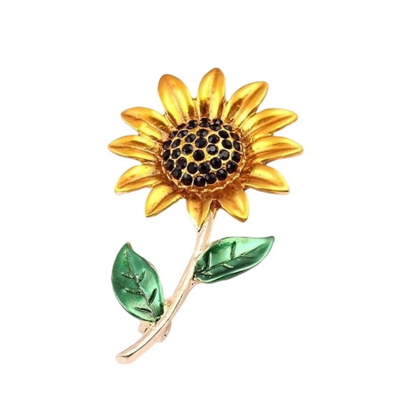 Elegant Sunflowers Brooch With Alloy Materials For Social Event And Daily Wear Allergy Proof Design