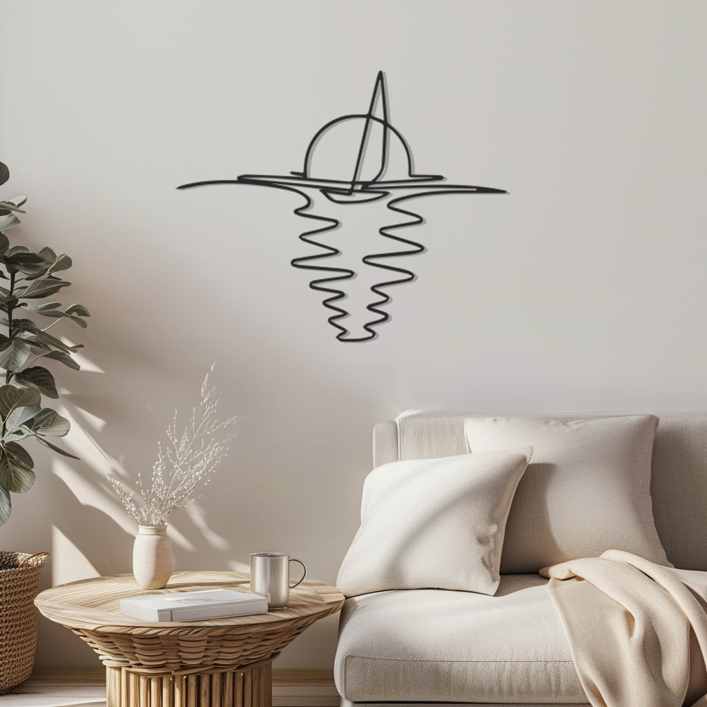 Elegant Sunset Horizon Line Art, Minimalist Metal Wall Decor, Modern ...