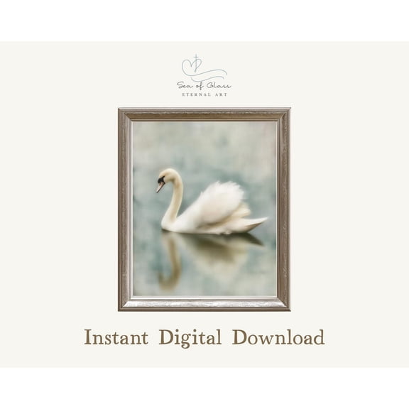 Elegant Swan Art Poster Vintage Pastel Bird Art, French Country Style Artwork, Shabby Chic Nursery Decor Poster, Unframed Poster Size 8x12 F03.1.18l1181