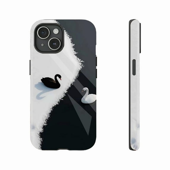 Elegant Swan Couple iPhone Case for Lovers, Valentine's Day Gift Compatible with iPhone 11/12/13/14/15/16 (Pro Max/Plus)