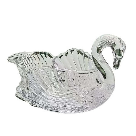 Elegant Swan Fruit Bowl, Art Glass Centerpiece Dish for Candy & Decorative Home Accent, 11.6-Inch
