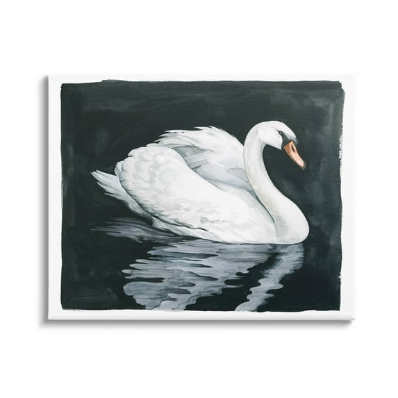 Elegant Swan Reflection Portrait Animals & Insects Graphic Art Gallery Wrapped Canvas Print Wall Art