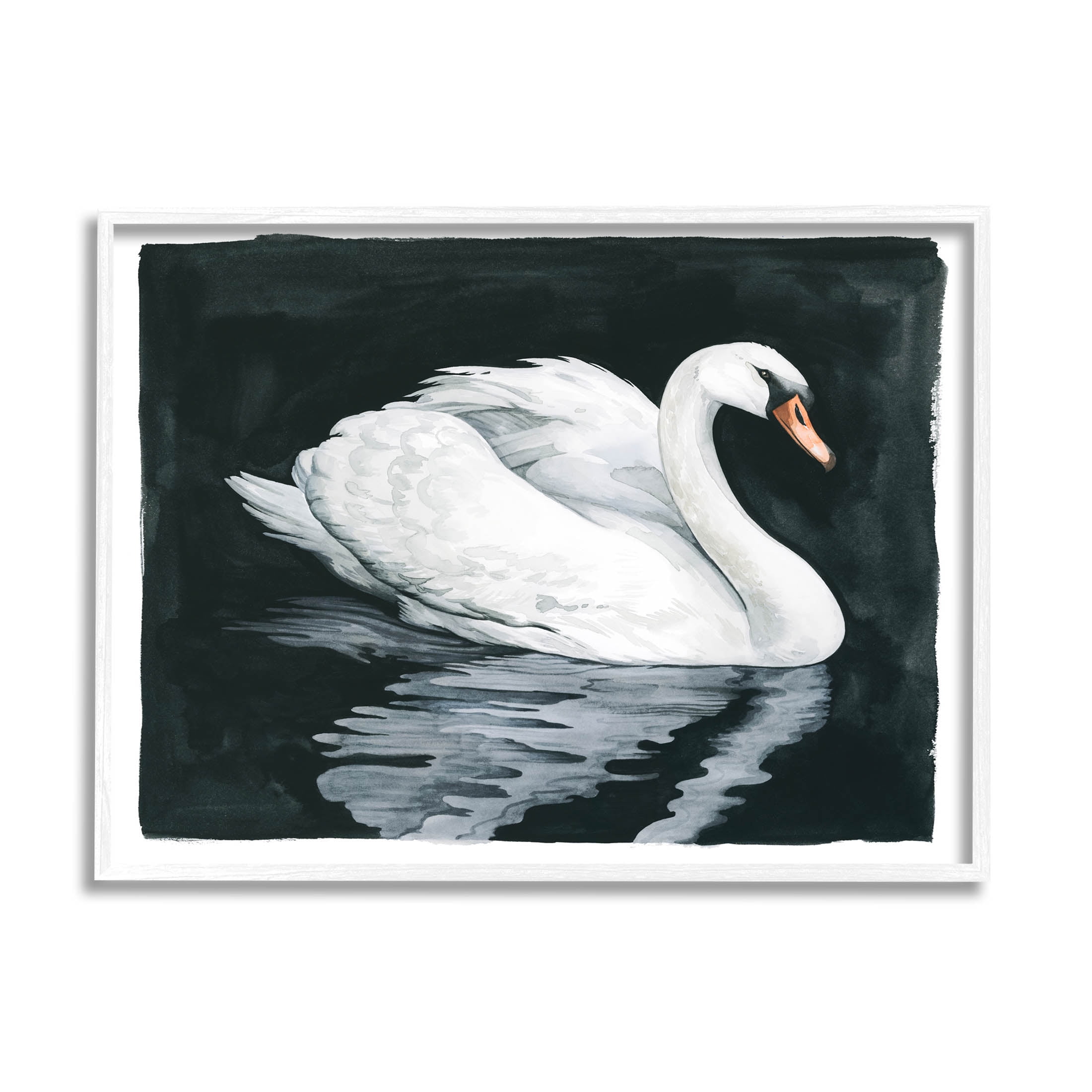 Elegant Swan Reflection Portrait Animals & Insects Graphic Art White Framed Art Print Wall Art
