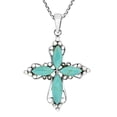 thumbnail image 1 of Elegant Swirling Sterling Silver Cross w/ Green Turquoise Inlay Necklace, 1 of 6