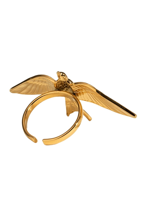 Elegant Symbol Bird Wing Open Rings in Sturdy Stainless Steel Decoration for Nature Inspired Jewelry Collections