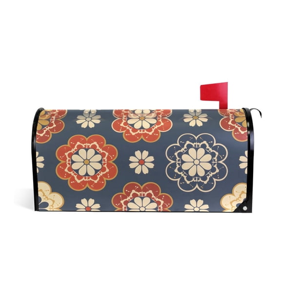 Elegant Symmetrical Flower Mailbox Covers Magnetic Post Box Cover Wraps Standard Size 25.5"x21" Waterproof Home Garden Yard Outside Decor